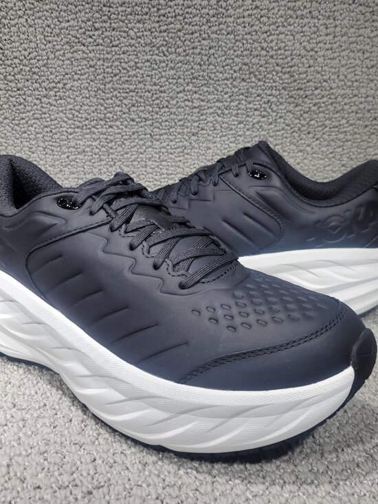 Hoka One Bondi SR Men\'s 7.5 Carbon Black White Leather Slip Resistant Work Shoes main image 8